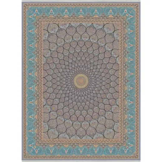فرش 1200 شانه اکرلیک شاهرخ تراکم 3600 مدل سلطانیه زمینه نقره ای
