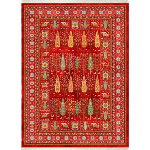 فرش ابریشم ماشینی ۱۲۰۰ شانه کد T1050