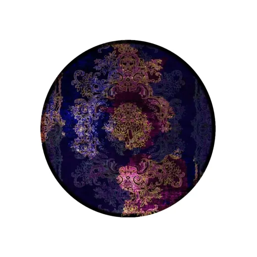 Hanox Round Machine-Made Carpet, “Farazr” Design, Model HAGB.166.1, with Fringe