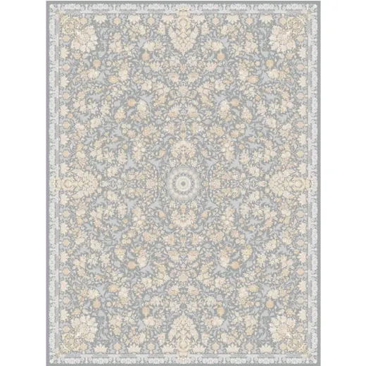 فرش 1200 شانه اکرلیک هایبالک(گل برجسته) شاهرخ تراکم 3600 مدل شانلی زمینه نقره ای