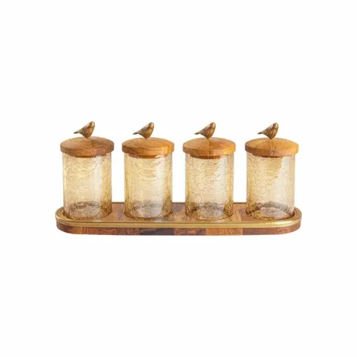 جا ادویه چوب و برنج گلدکیش طرح گلدن برد مدل 829503 - تصویر 1