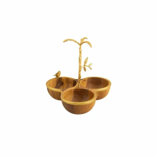 اردو خوری چوب و برنج گلدکیش طرح گلدن برد مدل 829521 - تصویر 1