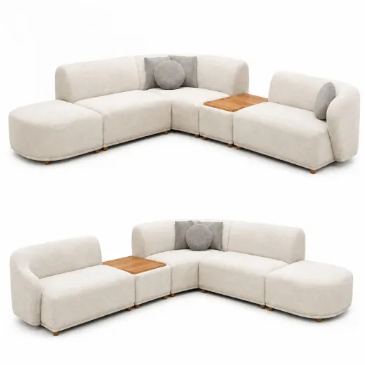 مبل راحتی 8نفره dl-rh014 برند دلنشین مدل ال دکاموند با کلاف چوب روس