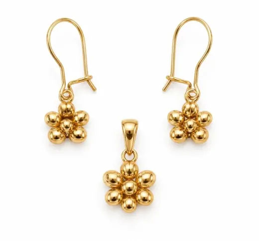 نیم ست طلا مینیمالیست طرح گل پنج پر - تصویر 1