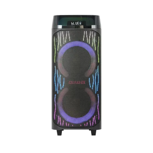 اسپیکر آیوا مدل AW-X1114DSP دارای 2 ساب ووفر 10 اینچ، رقص نور، کارائوکه و میکروفون