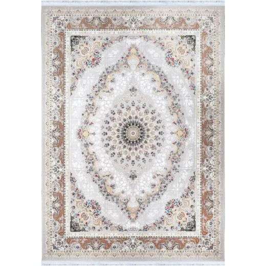 فرش 1200 شانه اکرلیک جمیل تراکم 3600 مدل ویونا زمینه نقره ای