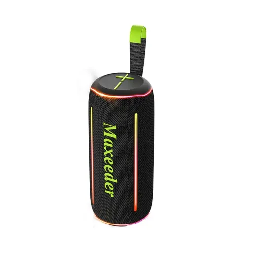 اسپیکر شارژی قابل حمل مکسیدر مدل RS4434-FN-102 دارای رقص نور، پورت USB و AUX