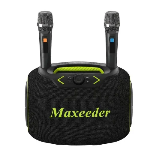 اسپیکر شارژی قابل حمل مکسیدر مدل RS5434-FN108 دارای رقص نور، پورت USB و AUX مشکی