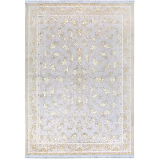 فرش 1200 شانه اکرلیک جمیل تراکم 3600 مدل سولین زمینه نقره ای طلاکوب