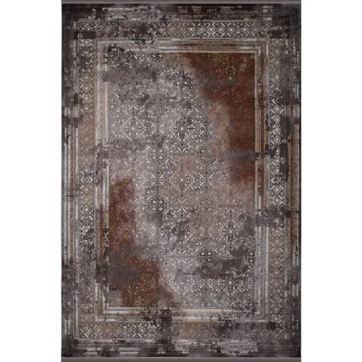 فرش 1200 شانه اکرلیک گل برجسته ایده آل تراکم 3600 کد 7187 وینتیج گلکسی زمینه صدفی نقره ای
