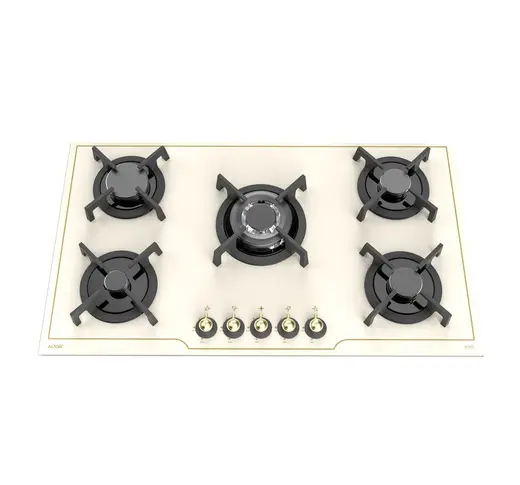 اجاق گاز رومیزی آلتون IG-521-c شیشه کرم کلاسیک ولوم طلایی ساباف