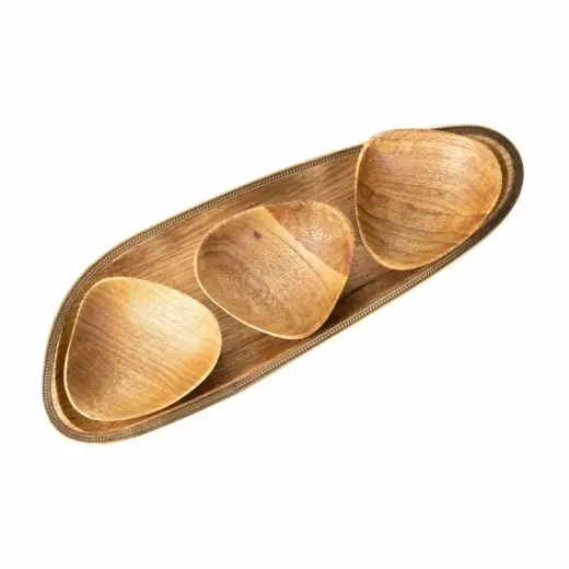 اردو خوری چوب و برنج گلدکیش طرح گلدن برد مدل 829412 - تصویر 1