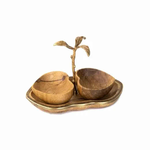 اردو خوری چوب و برنج گلدکیش طرح گلدن برد مدل 829414 - تصویر 1