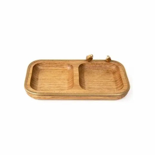 اردو خوری چوب و برنج گلدکیش طرح گلدن برد مدل 829422 - تصویر 1