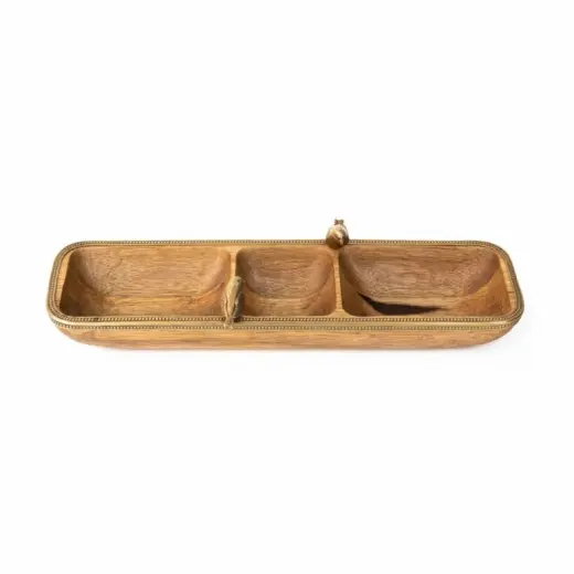 اردو خوری چوب و برنج گلدکیش طرح گلدن برد مدل 829424 - تصویر 1