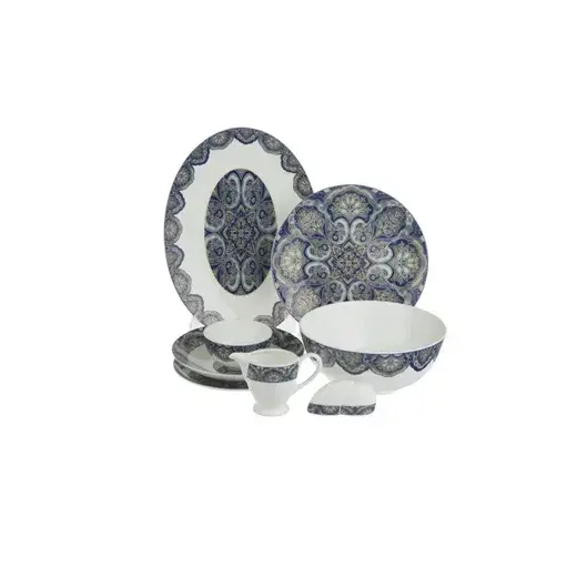 سرویس 6 نفره چینی پرسل bone china سرمه ای 29 پارچه کد 80394-DB