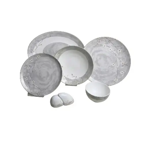 سرویس 6 نفره چینی پرسل bone china طوسی 27 پارچه کد 90111-CU