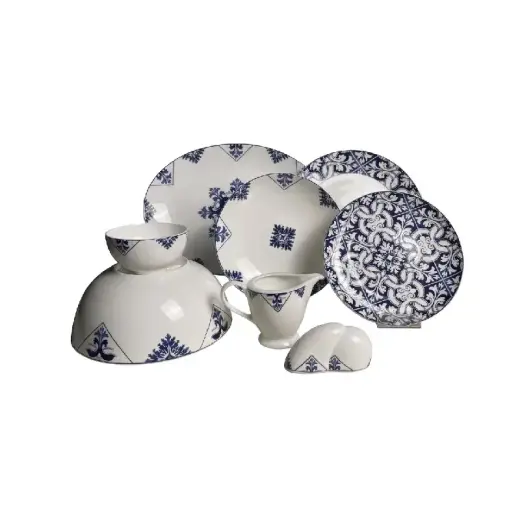 سرویس 6 نفره چینی پرسل bone china سرمه ای 29 پارچه کد 90090-B