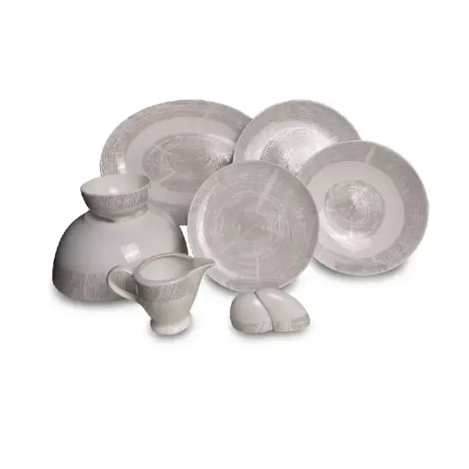 سرویس 6 نفره چینی پرسل bone china طوسی برجسته 29 پارچه کد 9069-P