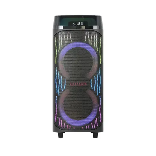 اسپیکر آیوا مدل AW-X1114DSP دارای 2 ساب ووفر 10 اینچ، رقص نور، کارائوکه و میکروفون